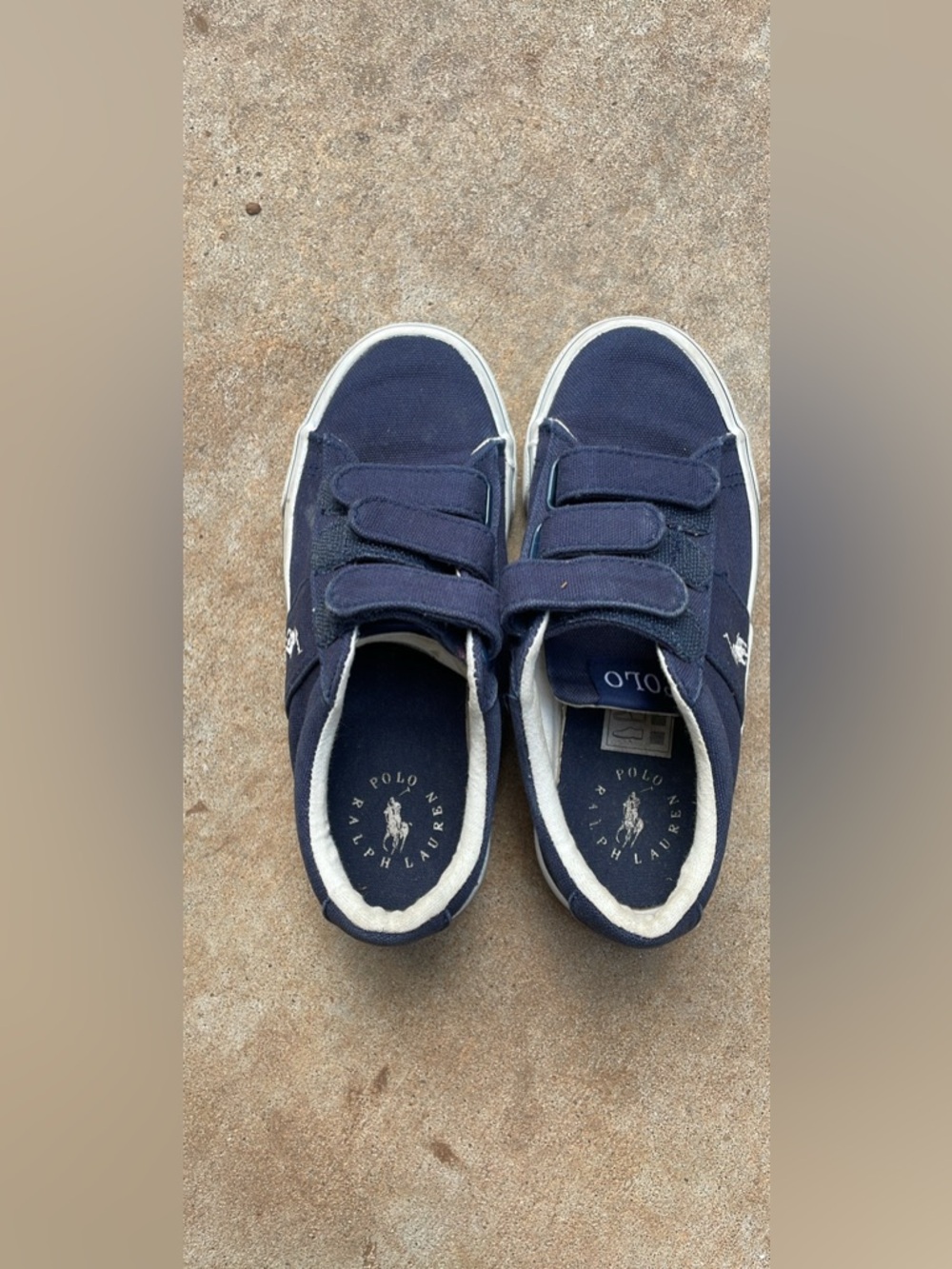Polo by Ralph Lauren Navy Canvas Kids Velcro Sneakers